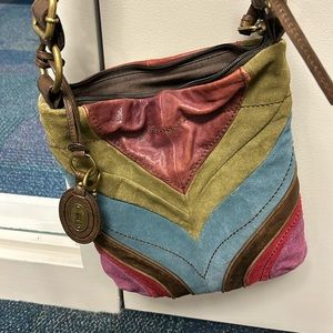 Fossil Winslet II ZB4397 Womens Multicolor Suede Crossbody like new.
